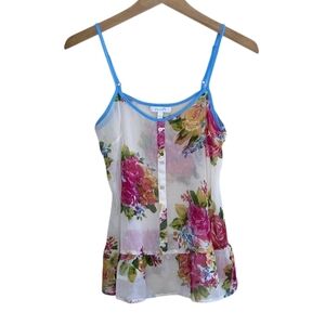 Delia's | Colorful Floral Adjustable Strap Sheer Peplum Cami Size Medium